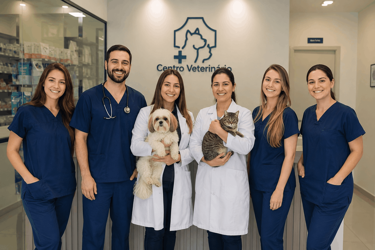 Clínica e equipe veterinária